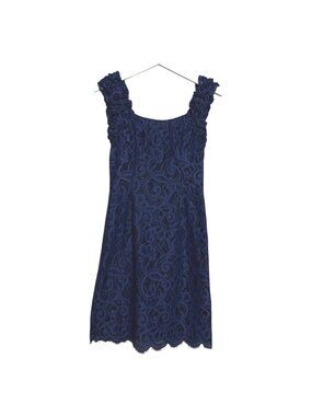 Lilly Pulitzer Dress Mara Bright Navy About Face Two Tone Lace Sleeveless Size 2